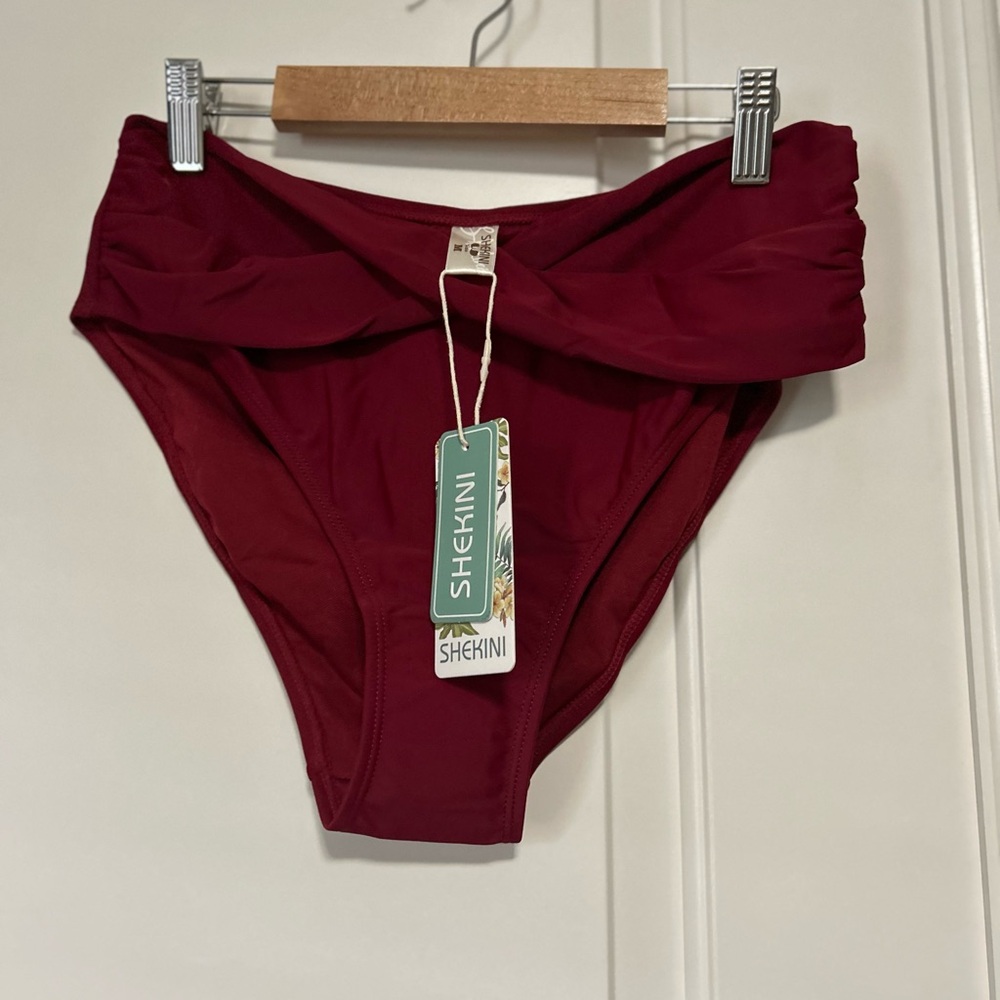 NWT ☀️🌺 Sangria 👙🍷 Fold-Over High-Waist Full coverage Bikini Bottom -  🌺☀️👙